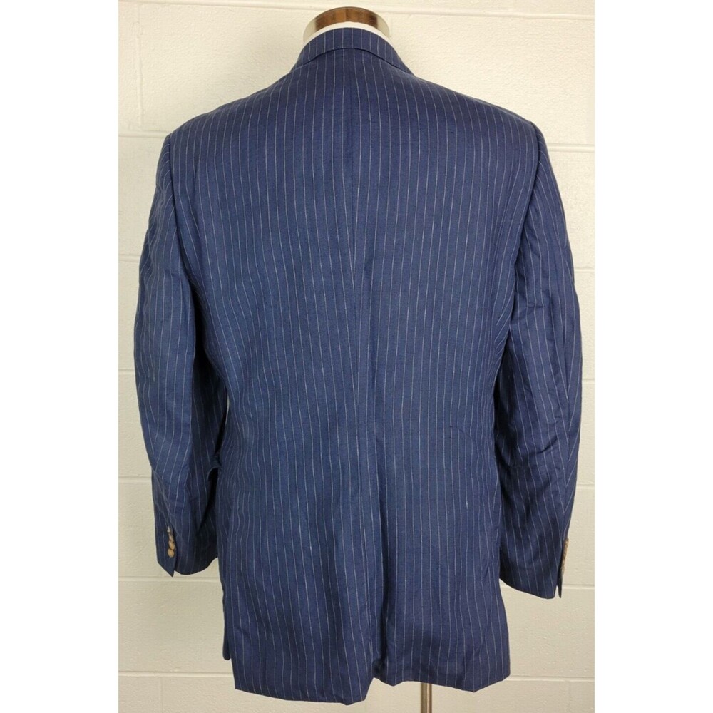 Lands End Mens Blue Linen Pinstripe Sport Coat‎ Jacket 44 - Picture 4 of 11